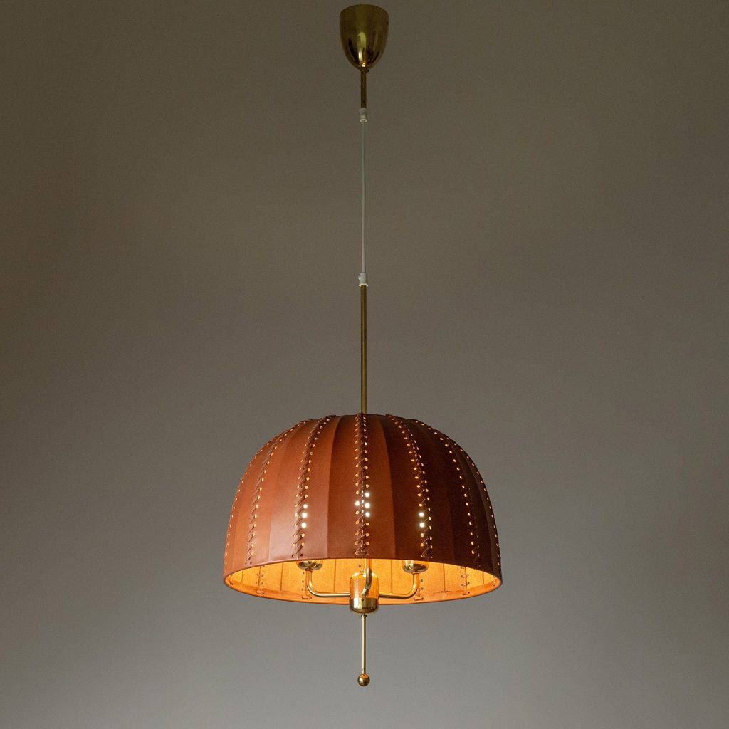 Hans-Agne Jakobsson Leather Chandelier, 1960s