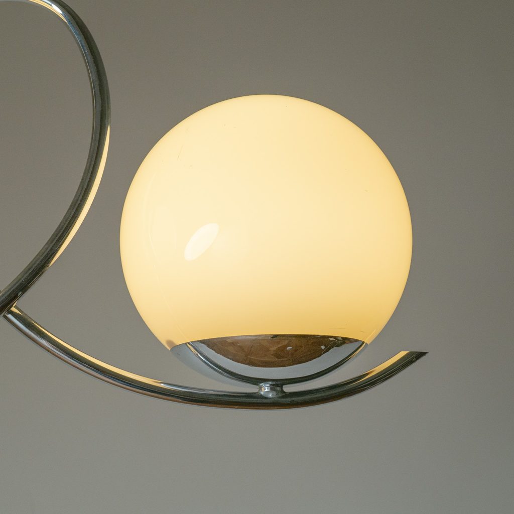 Two-Arm Chrome and Glass Pendant, 1930s
