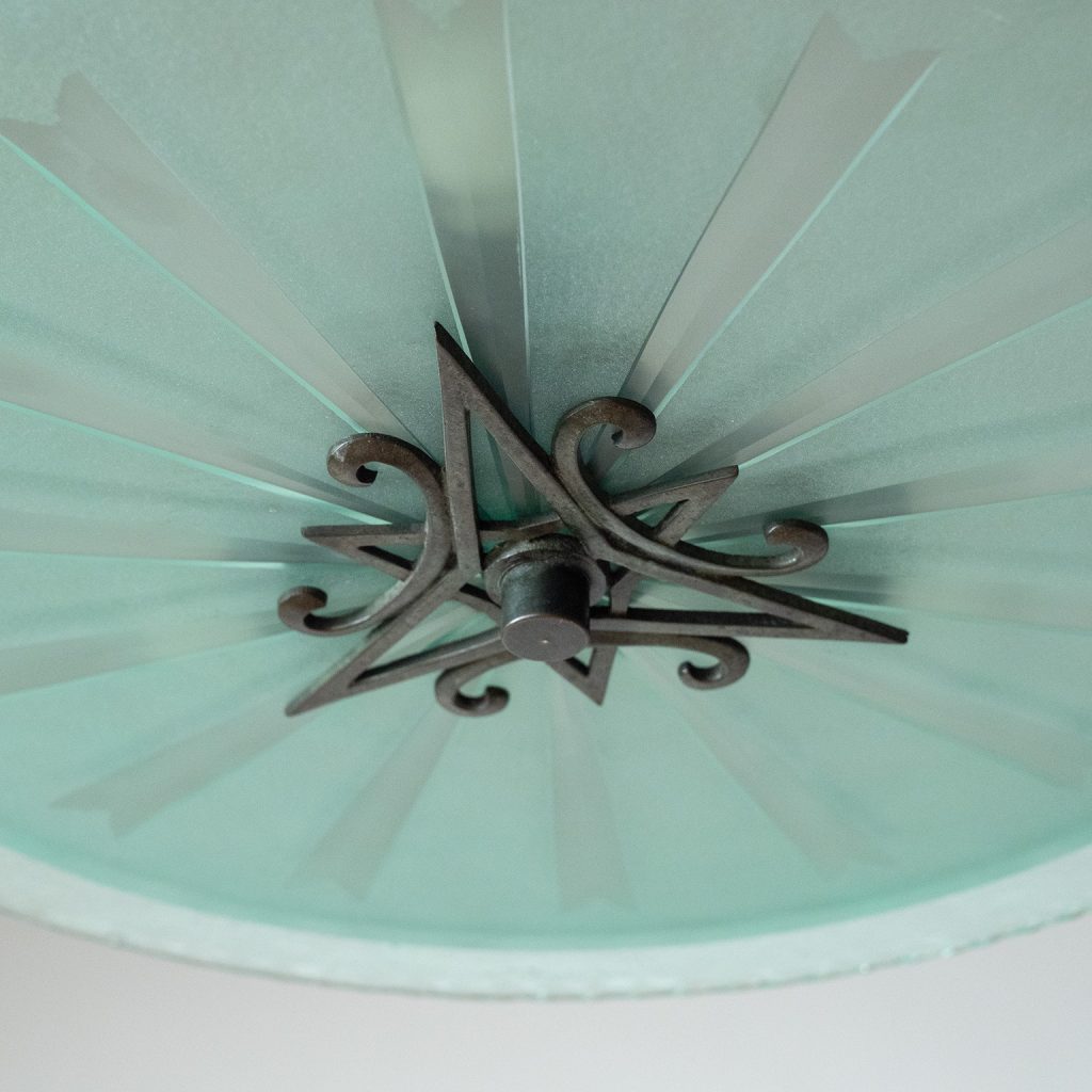 Swedish Patinated Brass And Glass Chandelier, circa 1940