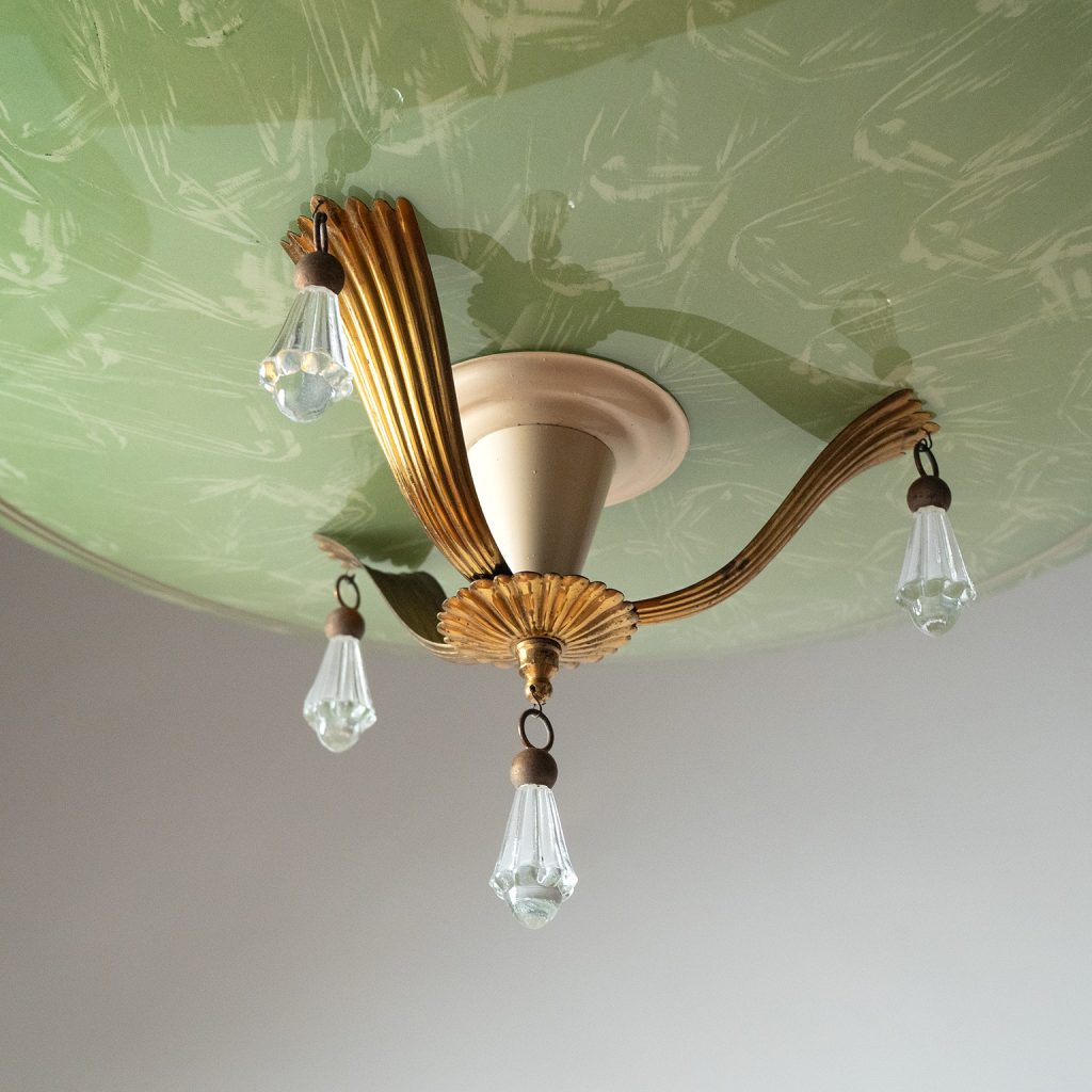 Italian Enameled Glass Chandelier, 1940s