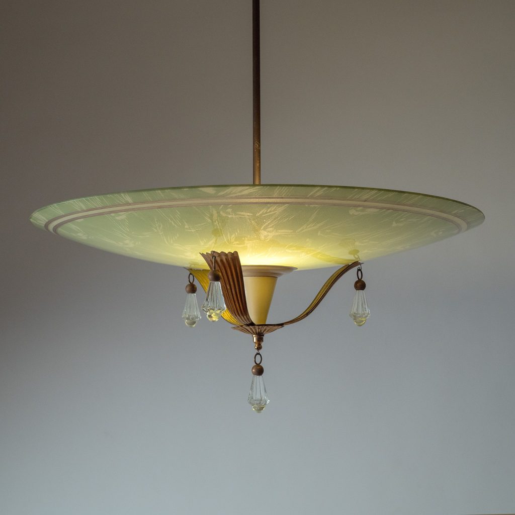 Italian Enameled Glass Chandelier, 1940s