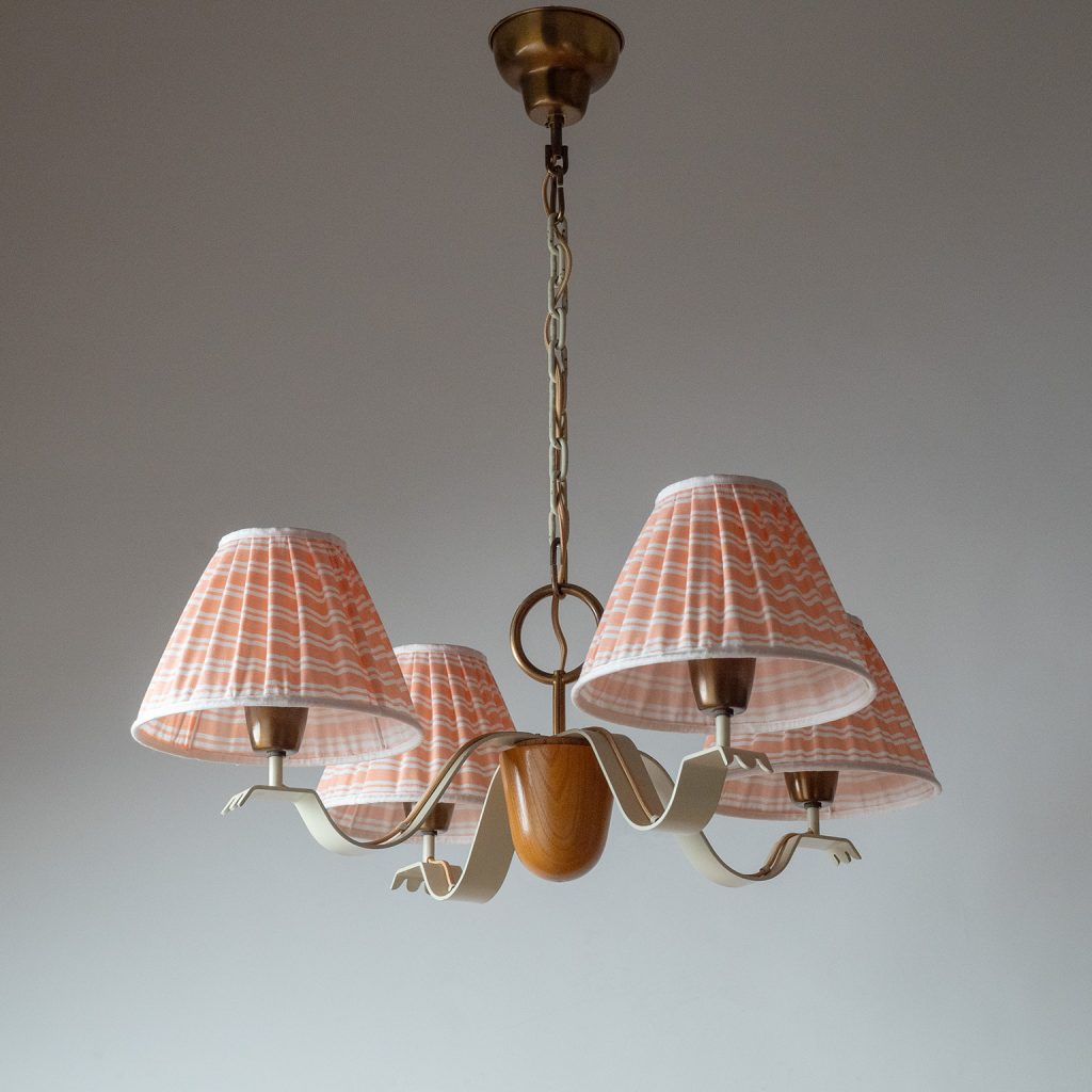 Rare Hans Bergström Iron And Wood Chandelier, 1940s