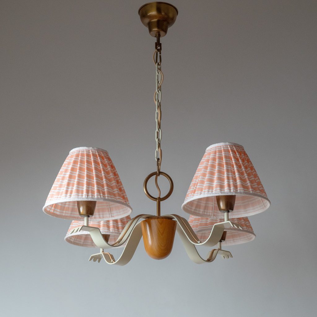 Rare Hans Bergström Iron And Wood Chandelier, 1940s