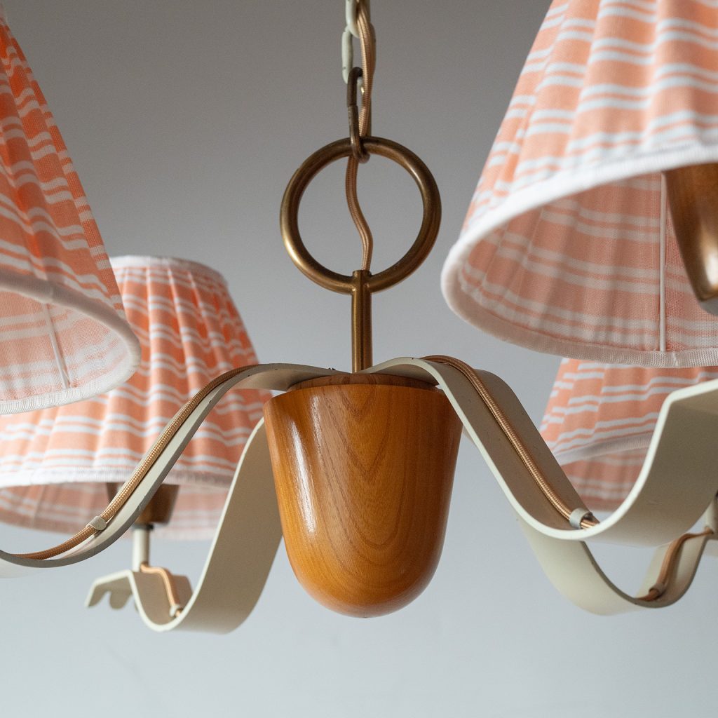 Rare Hans Bergström Iron And Wood Chandelier, 1940s