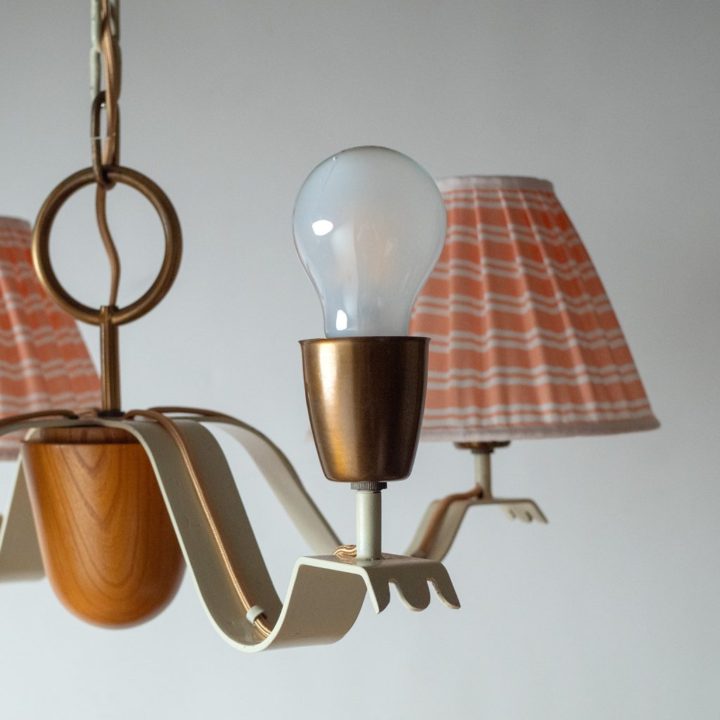 Rare Hans Bergström Iron And Wood Chandelier, 1940s