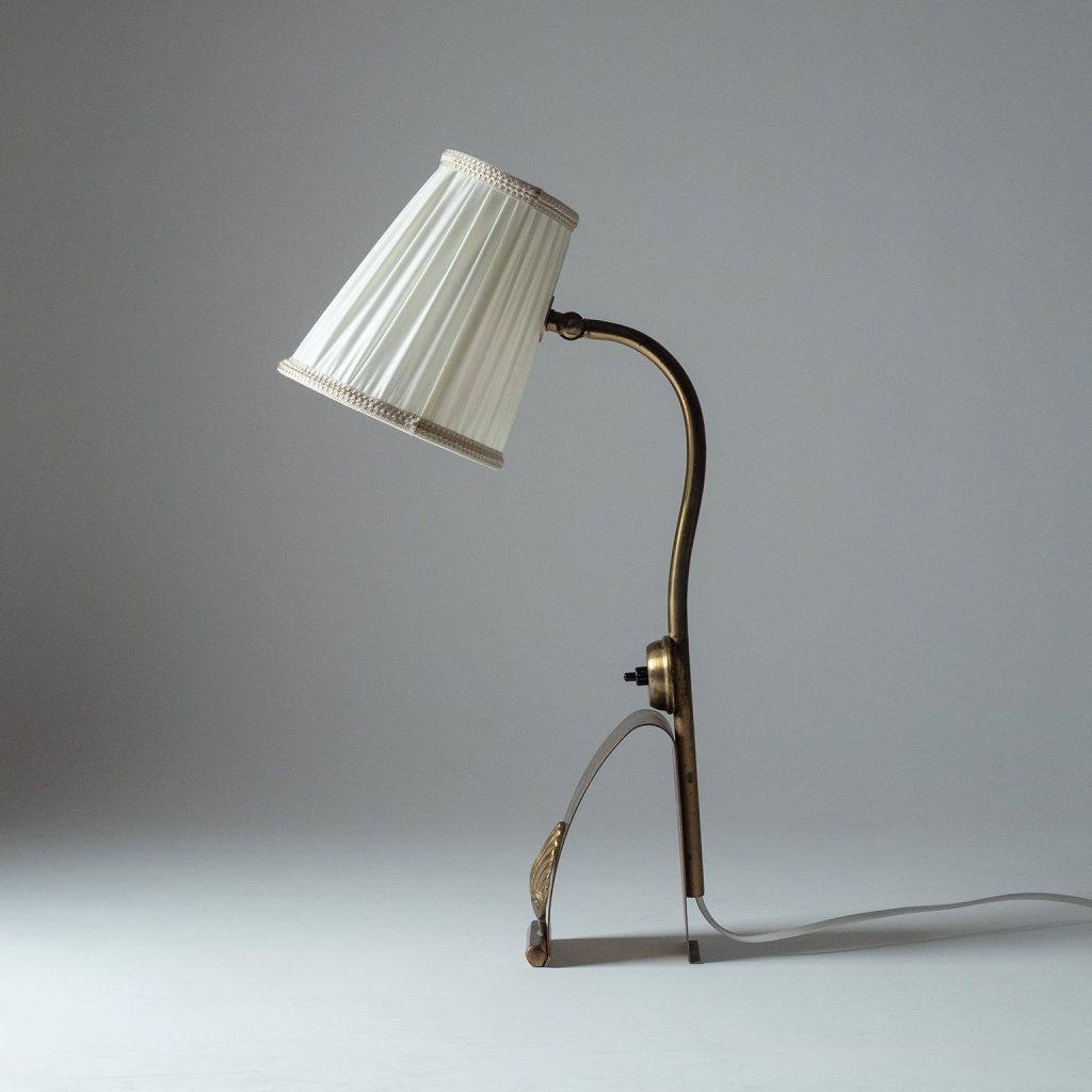 Swedish Brass And Fabric Reading Light, circa 1950