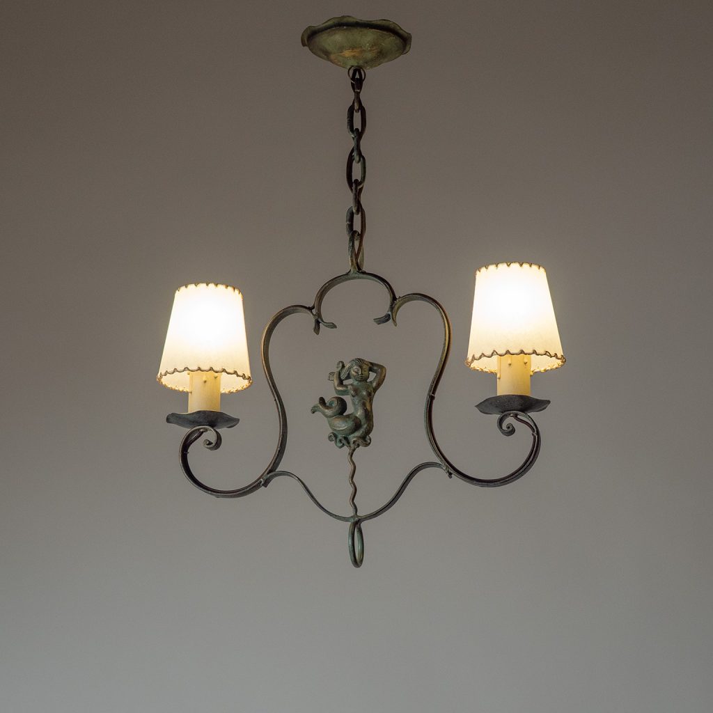 Bjerkås Patinated Iron Pendant, circa 1940