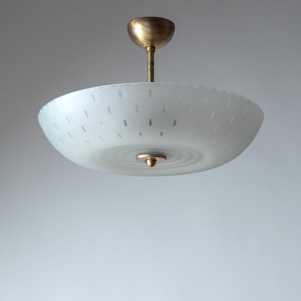Swedish Cut Glass Ceiling Light, 1940s