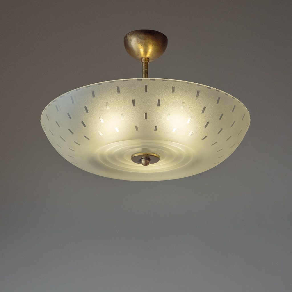 Swedish Cut Glass Ceiling Light, 1940s