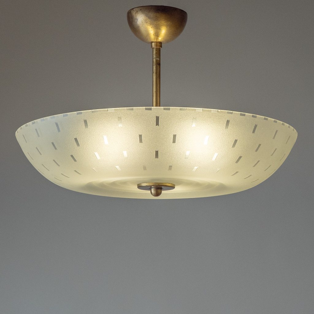 Swedish Cut Glass Ceiling Light, 1940s