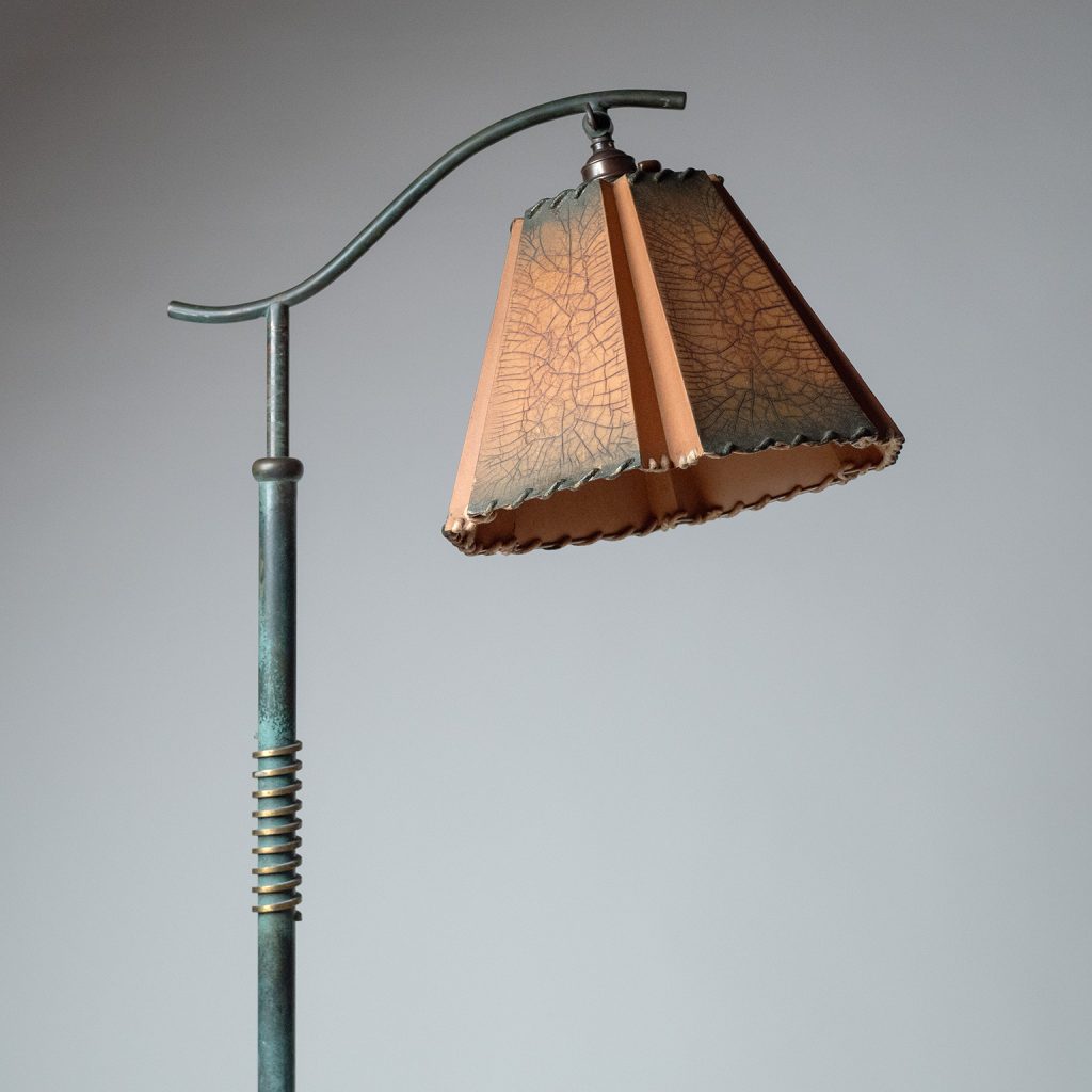 Swedish Patinated Brass and Paper Floor Lamp, circa 1930