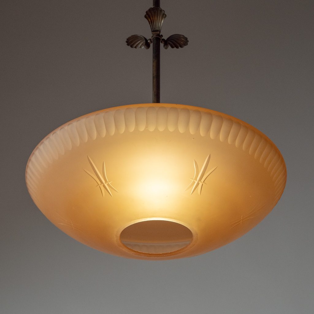 Large Harald Notini Havanna Glass Pendant, 1930s