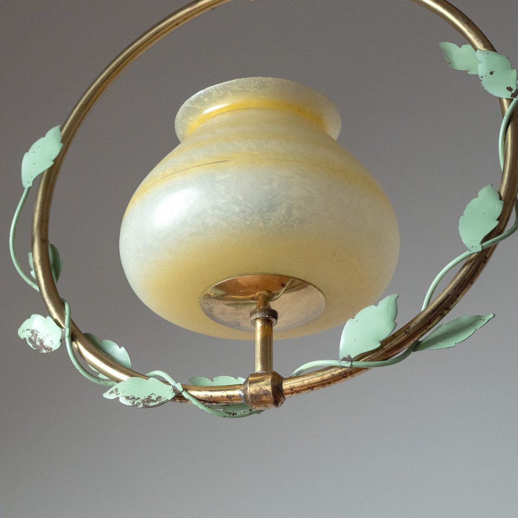 Swedish Brass And Enameled Glass Pendant, circa 1950