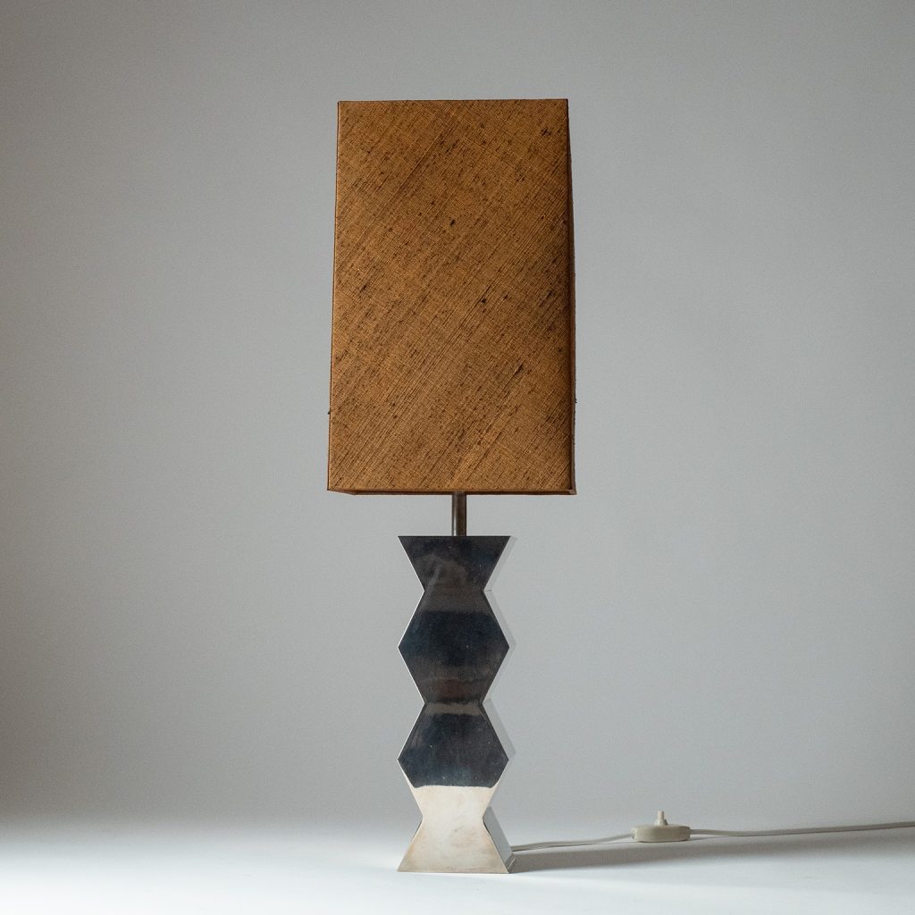 Tall German Nickel Table Lamp, circa 1970