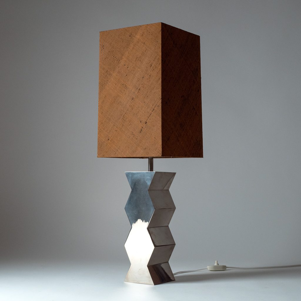 Tall German Nickel Table Lamp, circa 1970