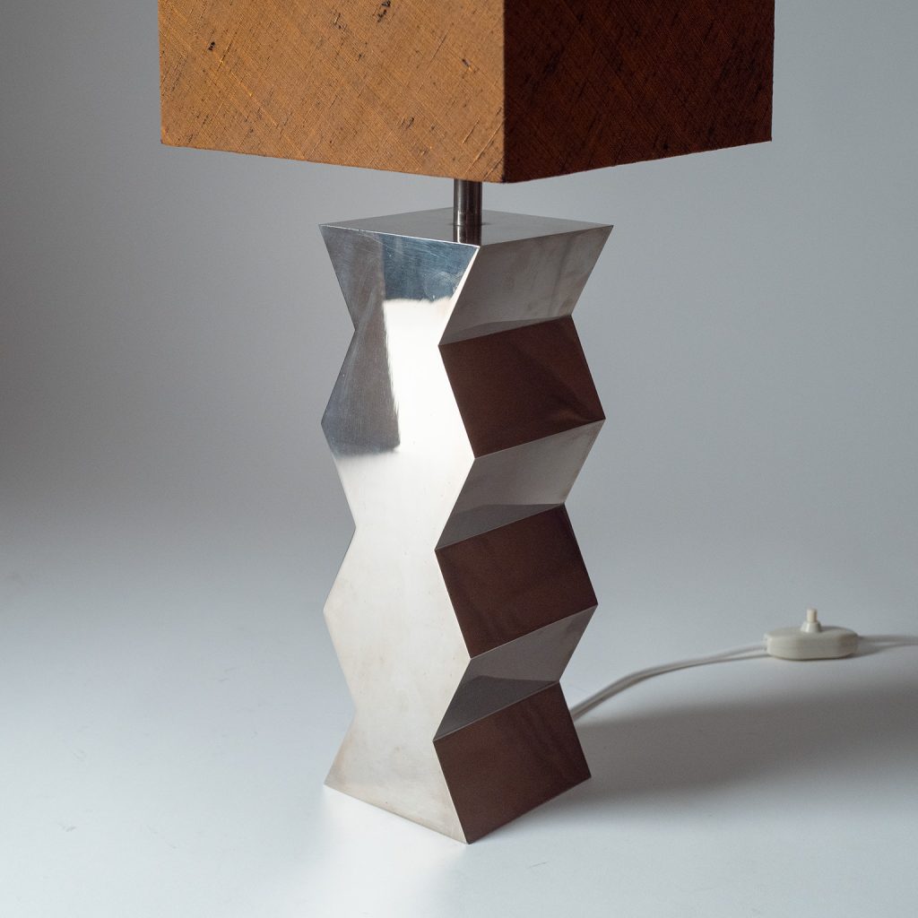 Tall German Nickel Table Lamp, circa 1970