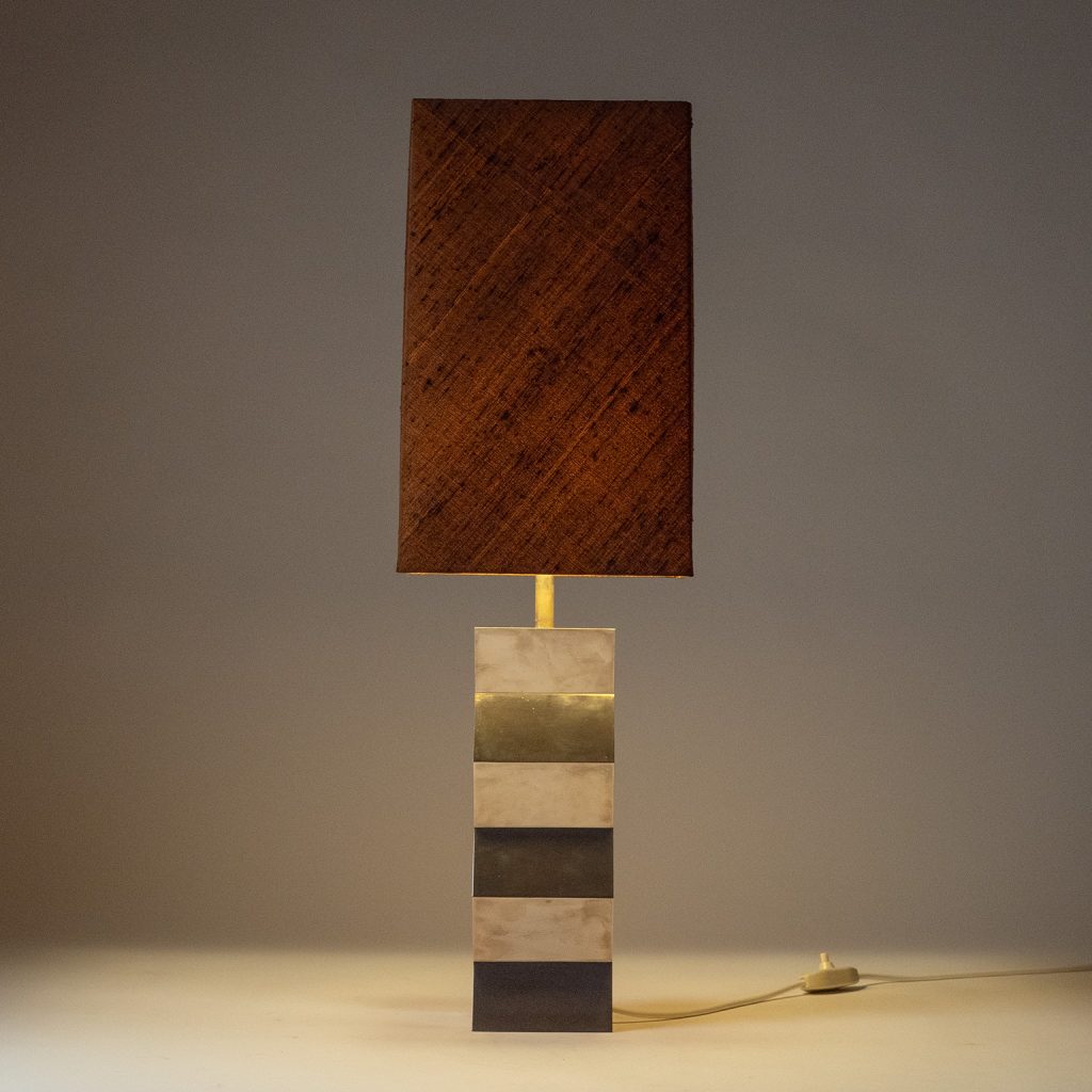 Tall German Nickel Table Lamp, circa 1970