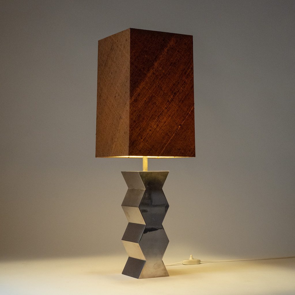 Tall German Nickel Table Lamp, circa 1970