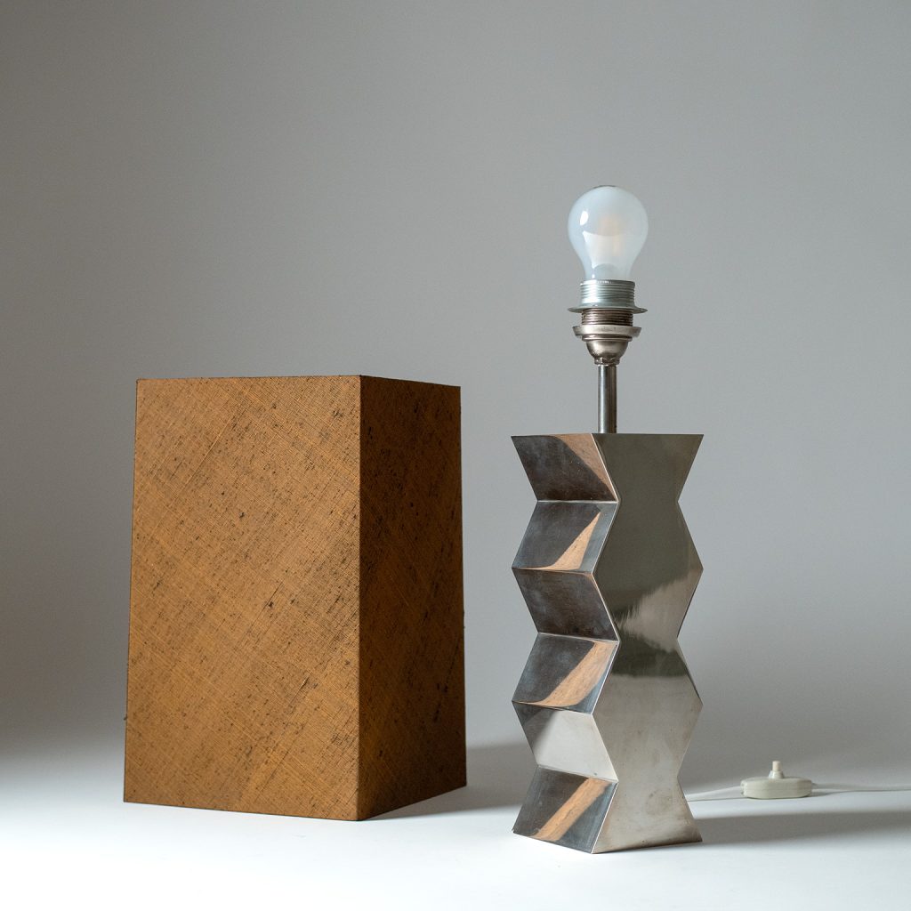 Tall German Nickel Table Lamp, circa 1970