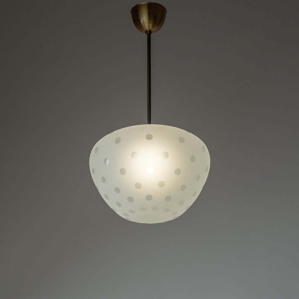 Swedish Etched Glass Pendant, 1940s