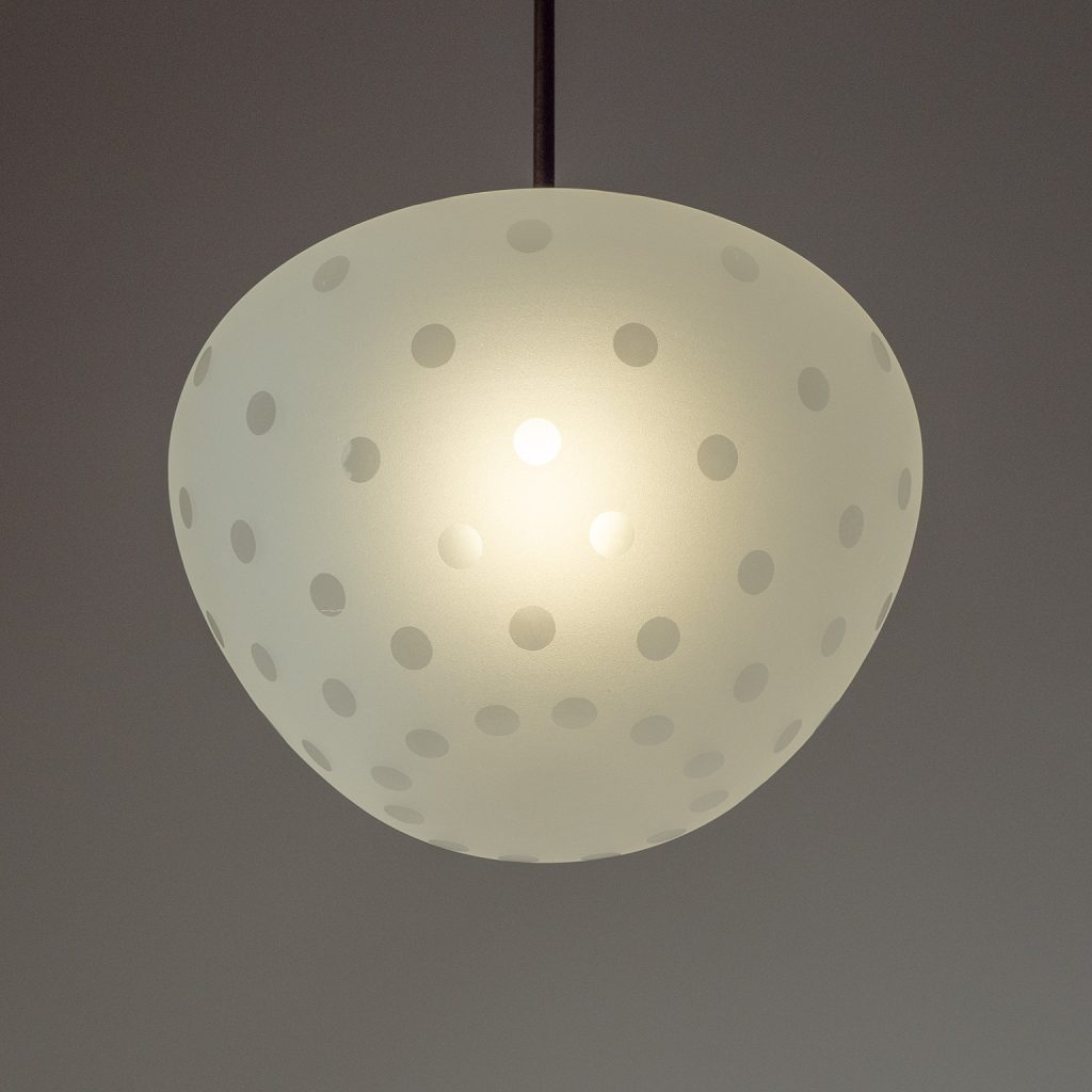 Swedish Etched Glass Pendant, 1940s