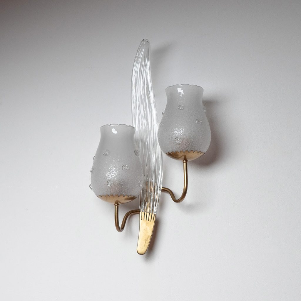 Harald Notini Brass And Glass Wall Light, 1940s