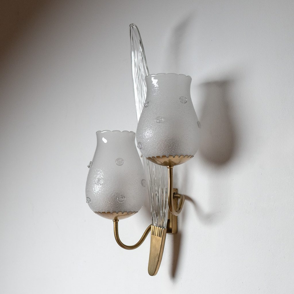 Harald Notini Brass And Glass Wall Light, 1940s