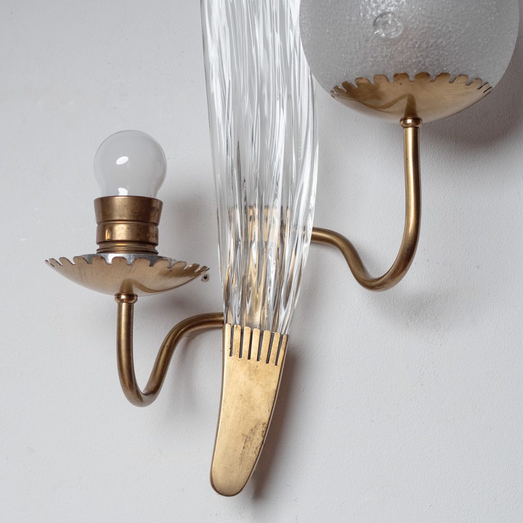 Harald Notini Brass And Glass Wall Light, 1940s