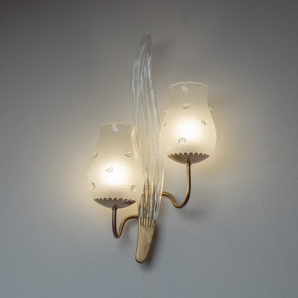 Harald Notini Brass And Glass Wall Light, 1940s