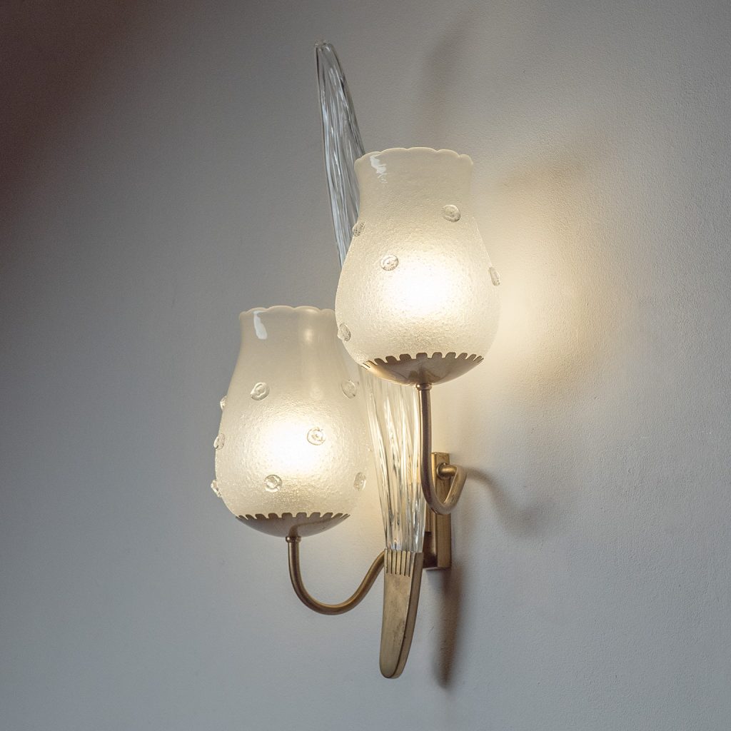 Harald Notini Brass And Glass Wall Light, 1940s