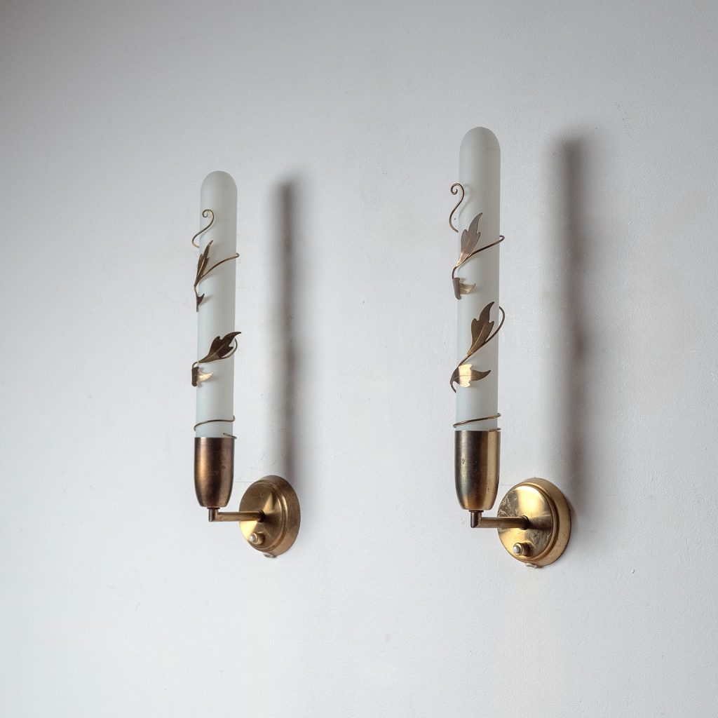 Danish Brass Wall Lights, 1940s