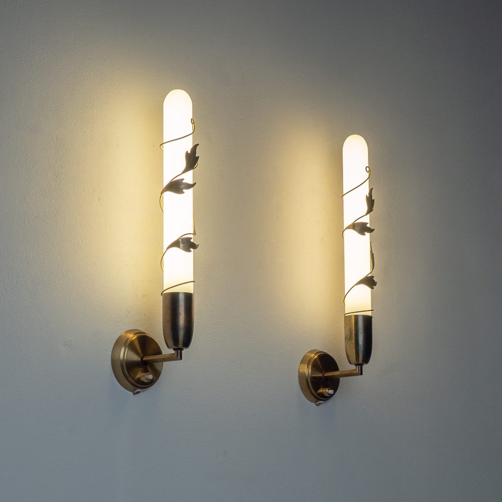 Danish Brass Wall Lights, 1940s