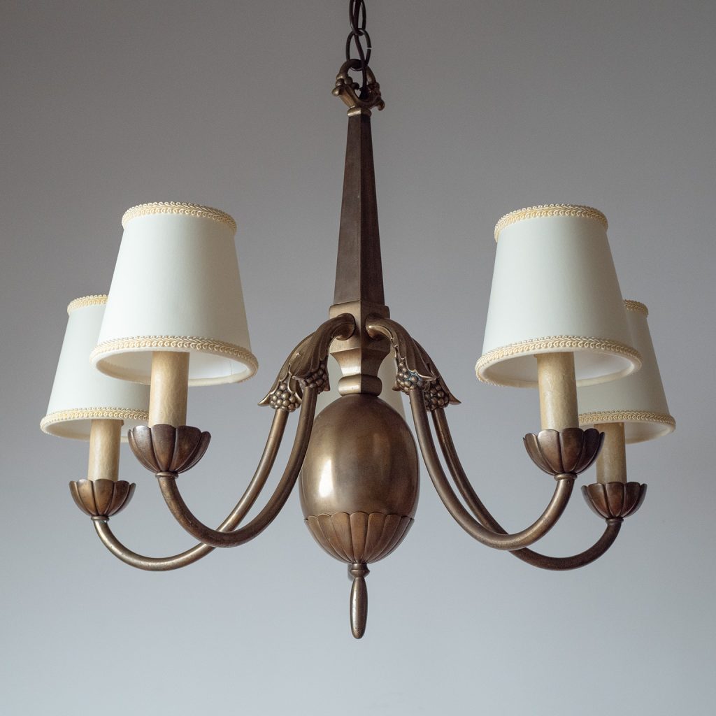 Swedish Grace Brass Chandelier, 1930s