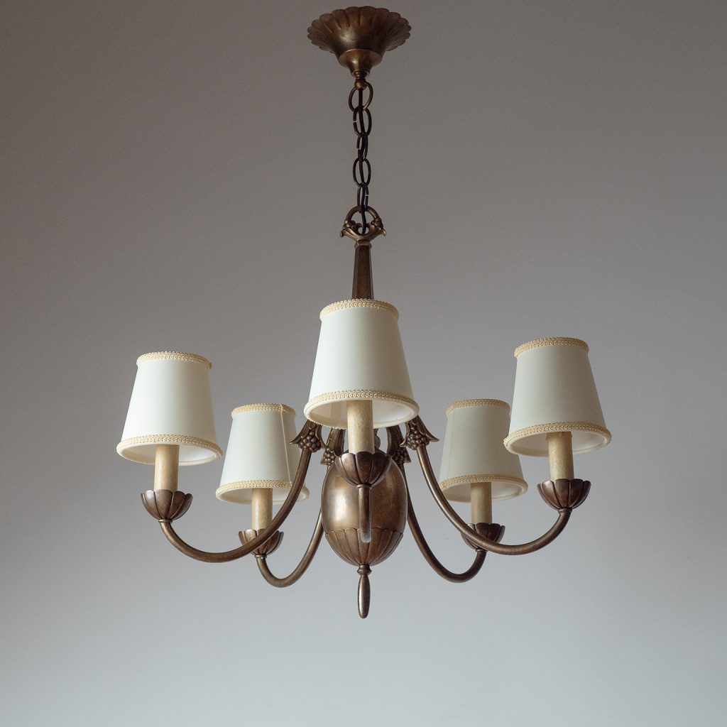 Swedish Grace Brass Chandelier, 1930s