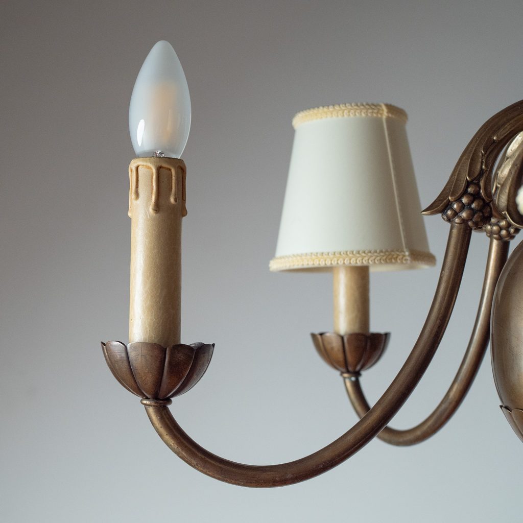 Swedish Grace Brass Chandelier, 1930s