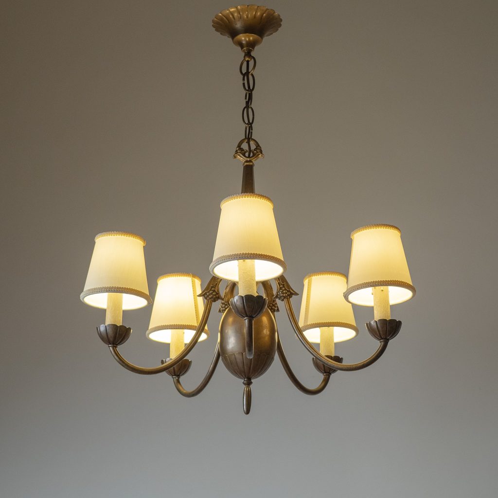 Swedish Grace Brass Chandelier, 1930s