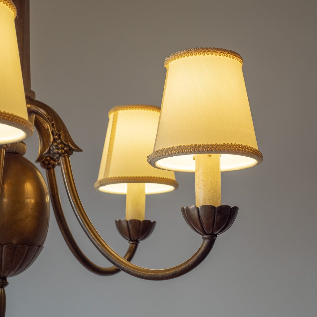 Swedish Grace Brass Chandelier, 1930s