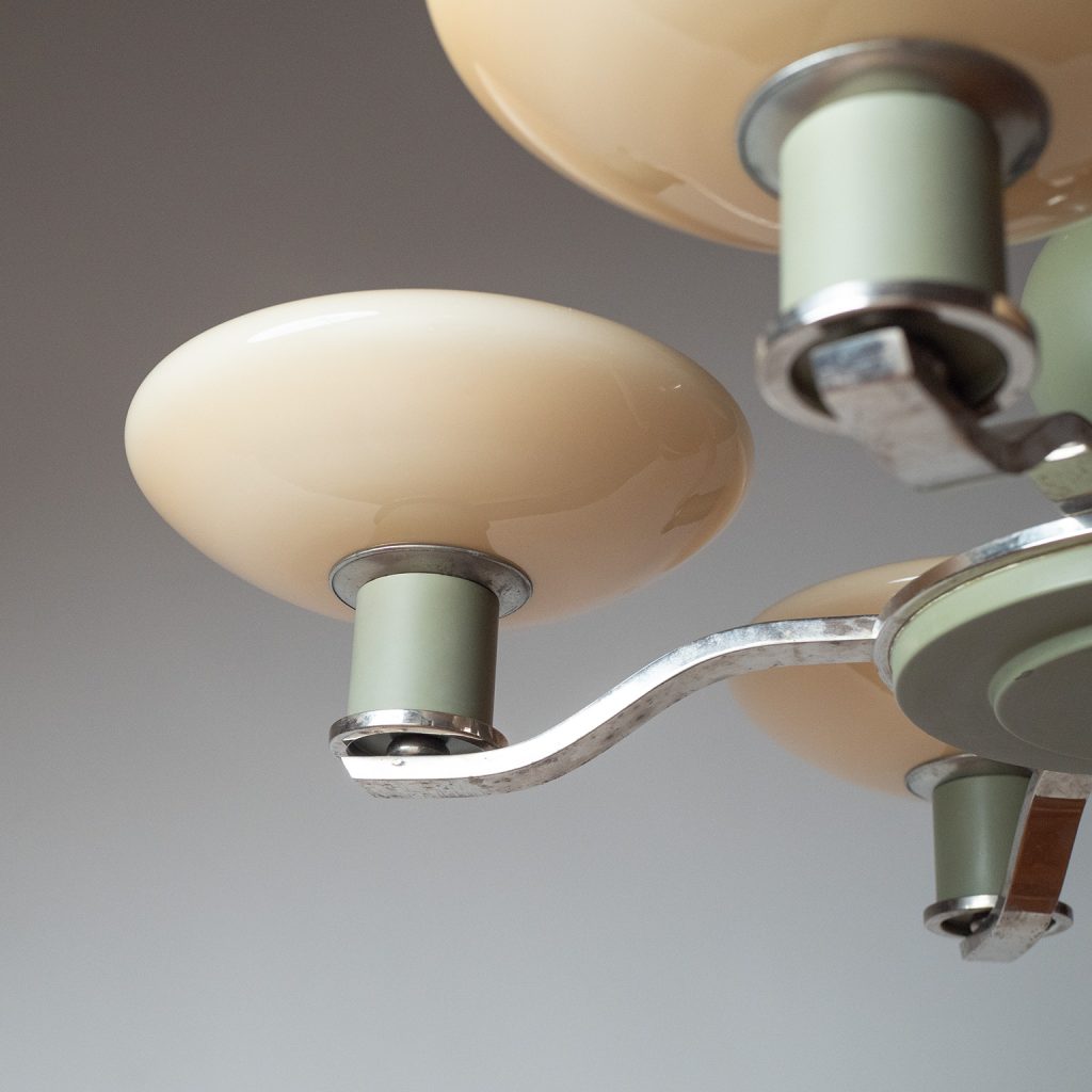 Swedish Art Deco Nickel And Glass Chandelier, 1930s