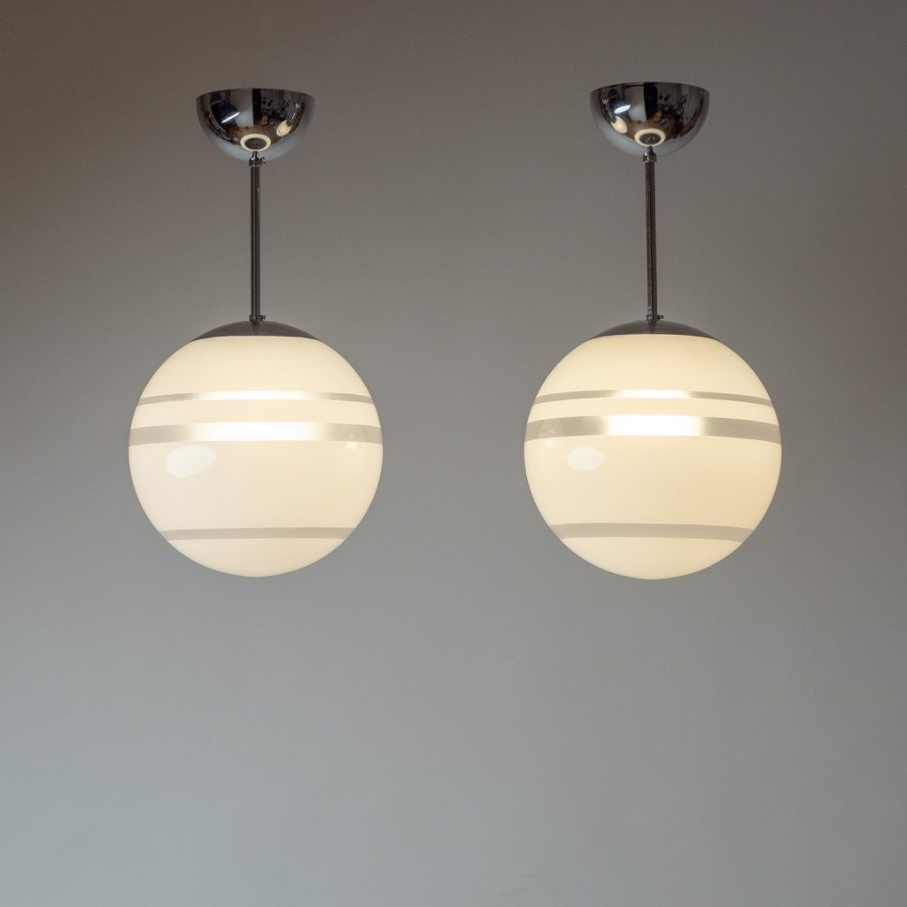 Böhlmarks Harald Notini Striped Glass Pendants, 1930s