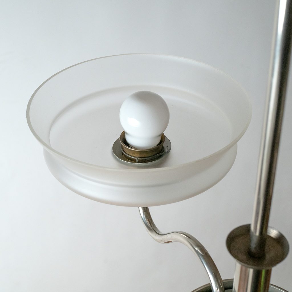 German Nickel And Glass Chandelier, 1930s