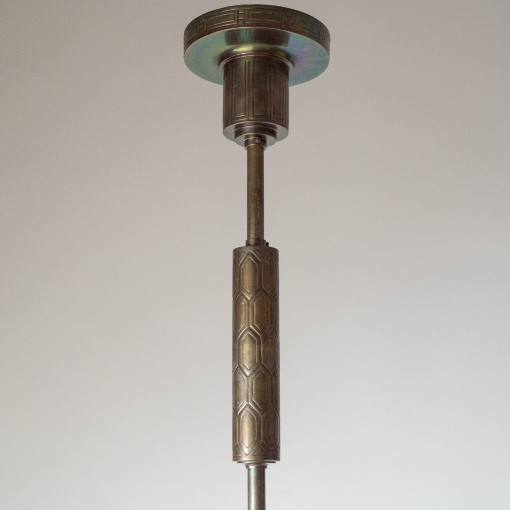 Swedish Art Deco Glass And Brass Chandelier, 1930s