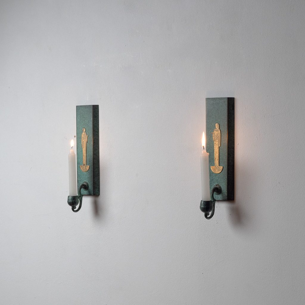 Swedish Grace Patinated Brass Candle Sconces, circa 1930