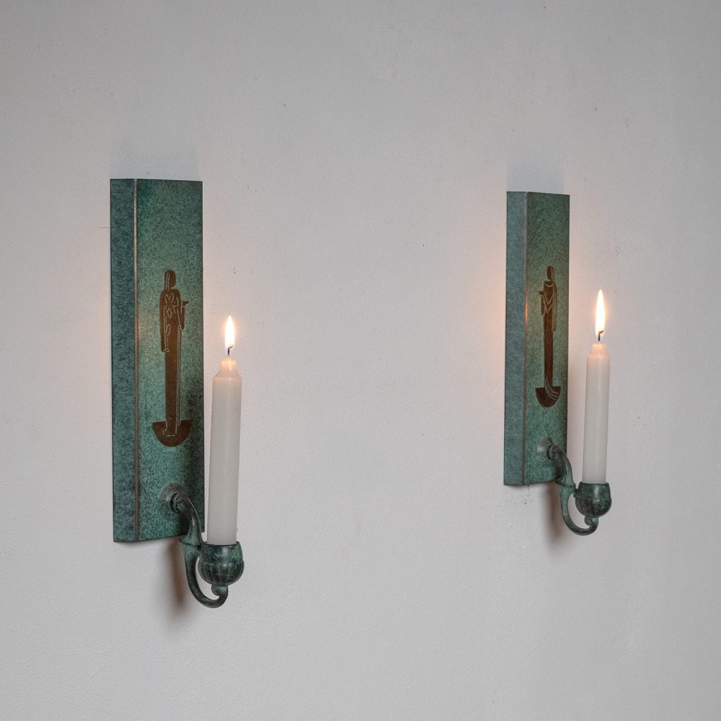 Swedish Grace Patinated Brass Candle Sconces, circa 1930