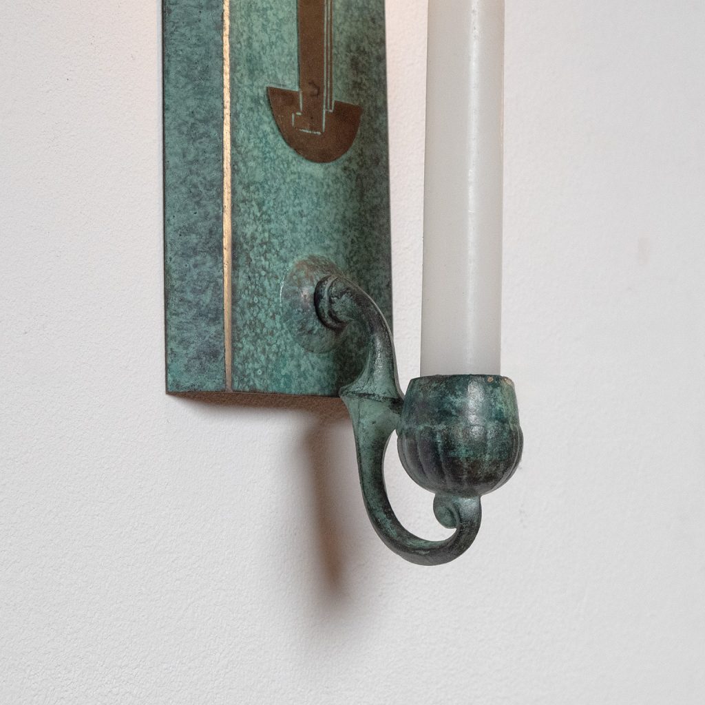 Swedish Grace Patinated Brass Candle Sconces, circa 1930