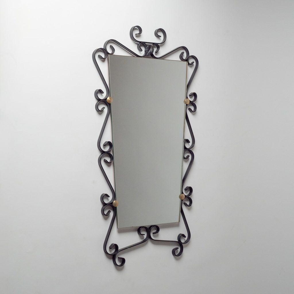 French Wrought Iron Mirror, 1960s