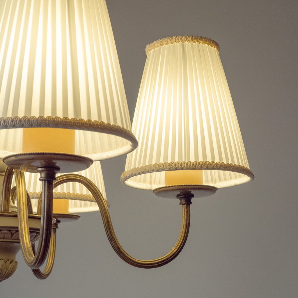 Bertil Brisborg Nordiska Kompaniet Brass And Wood Chandelier, circa 1940