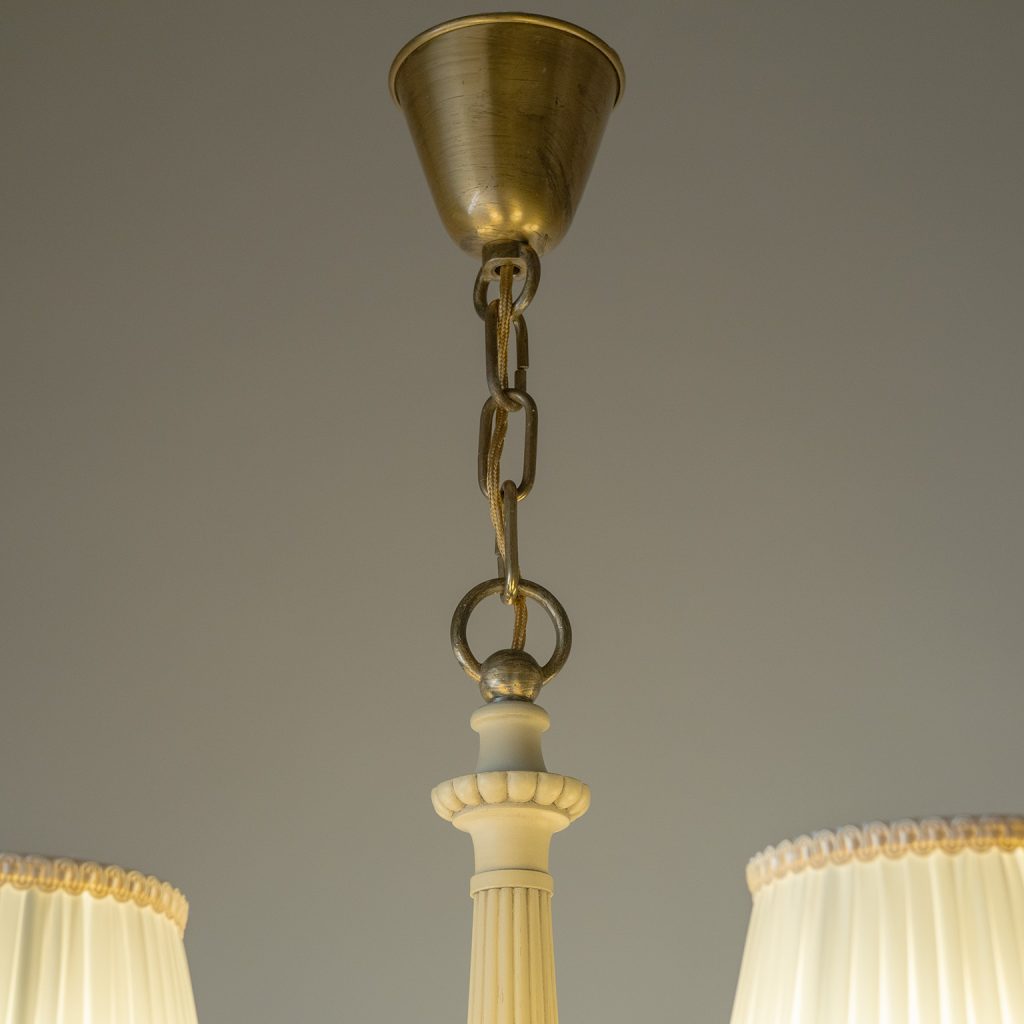 Bertil Brisborg Nordiska Kompaniet Brass And Wood Chandelier, circa 1940