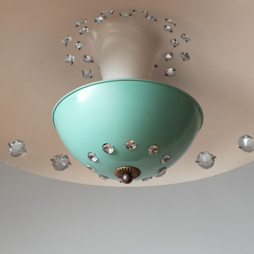 Large Italian Pendant With Crystals, circa 1950