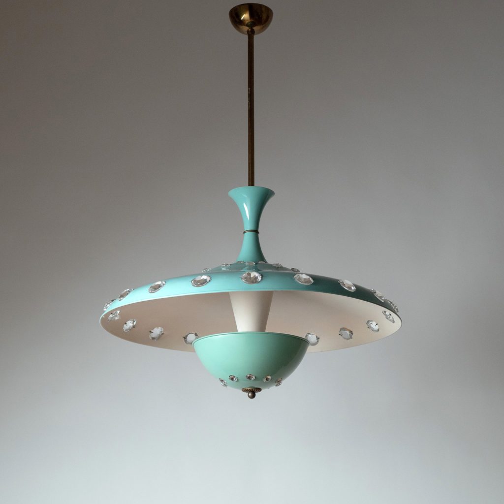 Large Italian Pendant With Crystals, circa 1950