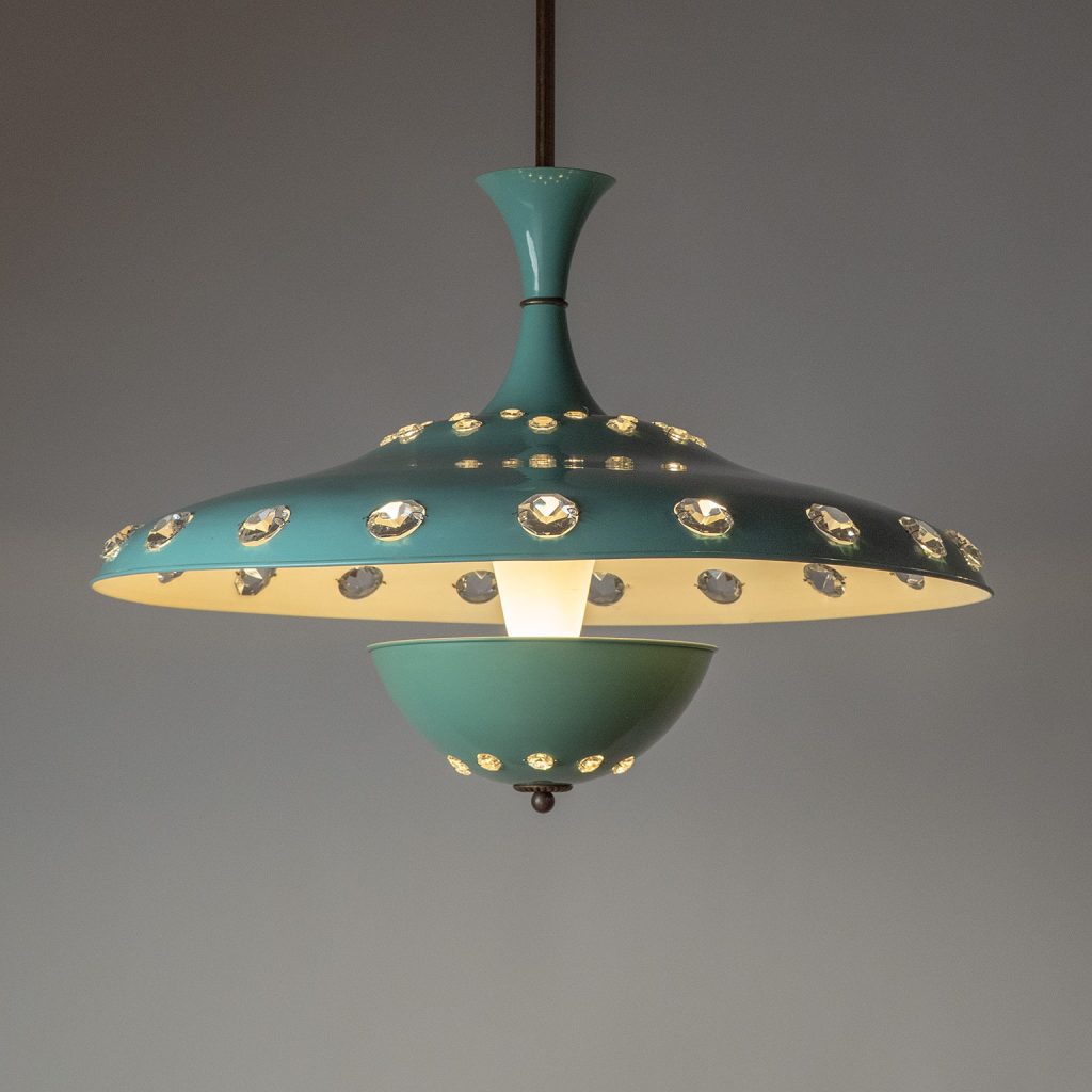 Large Italian Pendant With Crystals, circa 1950